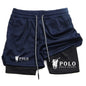 Quick Dry Beach Shorts Printed Double Layer 2-in-1 Fitness Training Sports Boardshorts