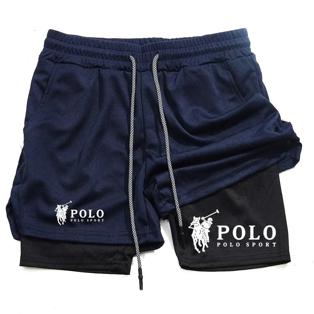 Quick Dry Beach Shorts Printed Double Layer 2-in-1 Fitness Training Sports Boardshorts