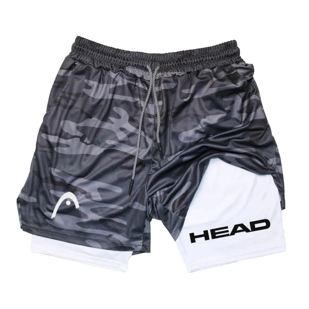 Anime Berserk Head Running Shorts Fitness Gym Training 2 in 1 Sports Quick Dry Workout Jogging Double Deck Summer