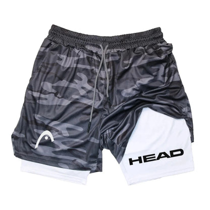 Anime Berserk Head Running Shorts Fitness Gym Training 2 in 1 Sports Quick Dry Workout Jogging Double Deck Summer