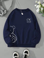 Profashion OK Teddy bear Printing Sweatshirts For Women Classic Retro Fashion Hoodies Fleece Warm Casual Clothes Loose Sportswear