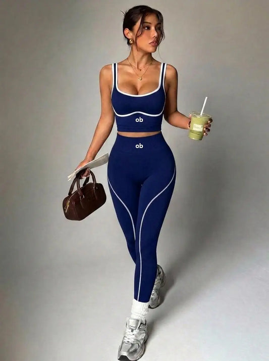 New Model Seamless Yoga Long Pants Set - Women's Fitness and Exercise Set - Yoga Top - High-Waisted Peach-Buttock Long Pant