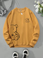 Profashion OK Teddy bear Printing Sweatshirts For Women Classic Retro Fashion Hoodies Fleece Warm Casual Clothes Loose Sportswear