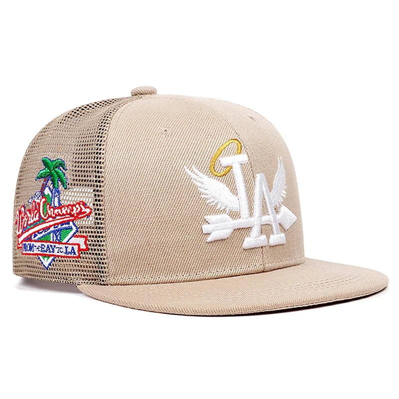 Baseball Hat LA Wings Embroidered Hip Hop Hat Outdoor Daily Leisure Sunshade Hat Male Female Flat Edge Mesh Hat