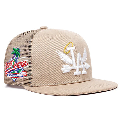 Baseball Hat LA Wings Embroidered Hip Hop Hat Outdoor Daily Leisure Sunshade Hat Male Female Flat Edge Mesh Hat