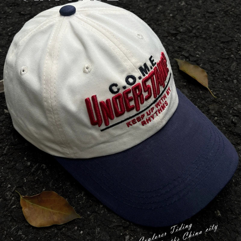 Street Color Blocked Duck Tongue Hat Looks Small, soft Top, wide Brim, deep Top, letter Baseball Cap for Men and Women