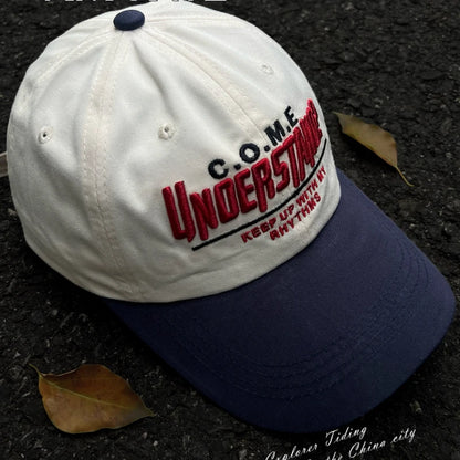 Street Color Blocked Duck Tongue Hat Looks Small, soft Top, wide Brim, deep Top, letter Baseball Cap for Men and Women