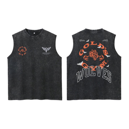 Darc Wolves Sport Vintage Washed Vest Tees Gym Bodybuilding Fitness Sleeveless T Shirts Basketball Workout Darcs Tank Tops