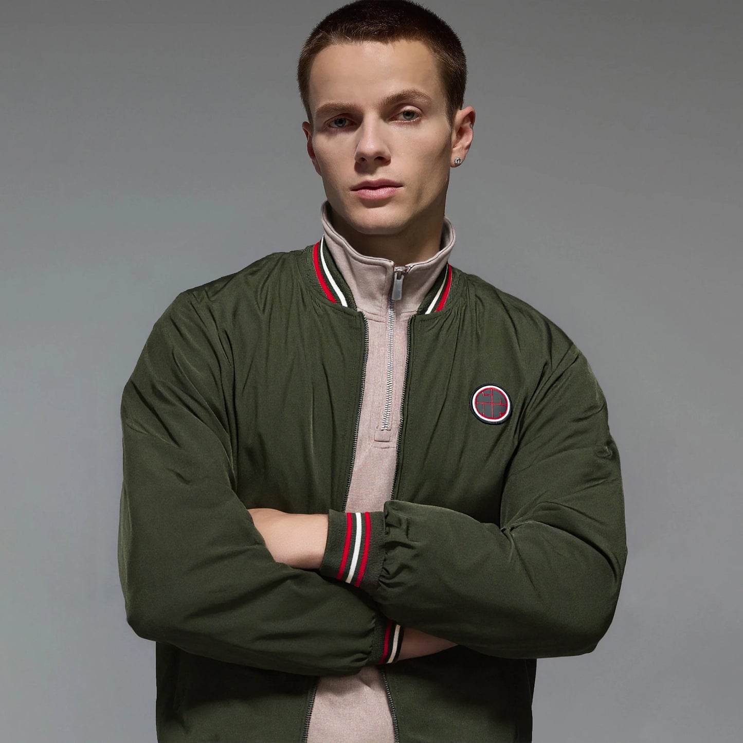 Profashion Men's Jacket Autumn Fashion Versatile Windproof Thin Men's Jacket Casual American Street Classic Badge Design Men's Coat