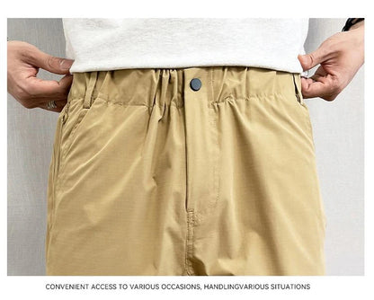 Summer Thin Cargo Pants Men Casual Tapered Trousers with Zipper Pockets Quick Dry Streetwear Pants for Outdoor Daily Wear S-3XL