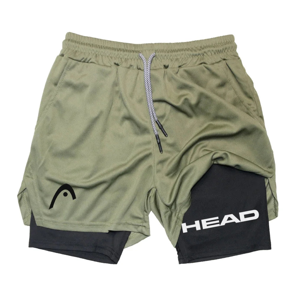 Anime Berserk Head Running Shorts Fitness Gym Training 2 in 1 Sports Quick Dry Workout Jogging Double Deck Summer