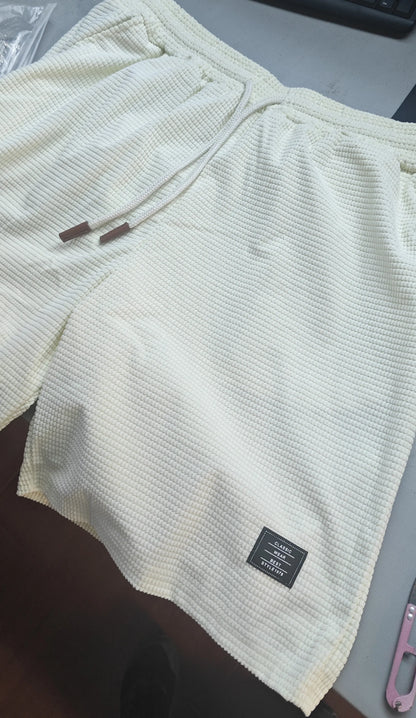 Summer Men's Waffle Texture Casual Sports Beach Shorts Quick Dry Trendy Versatile Bermuda Shorts Streetwear Lightweight