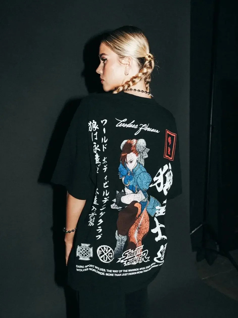 WOLVES CLUB STABILITY "PREMIUM" OVERSIZED TEE IN BLACK Summer Men's and Women's T-shirt Fashion Loose Printed Tops