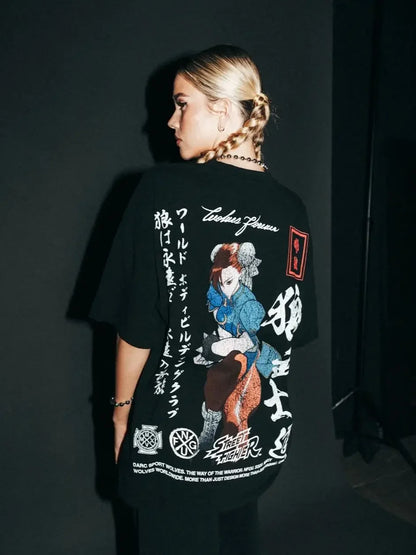 WOLVES CLUB STABILITY "PREMIUM" OVERSIZED TEE IN BLACK Summer Men's and Women's T-shirt Fashion Loose Printed Tops