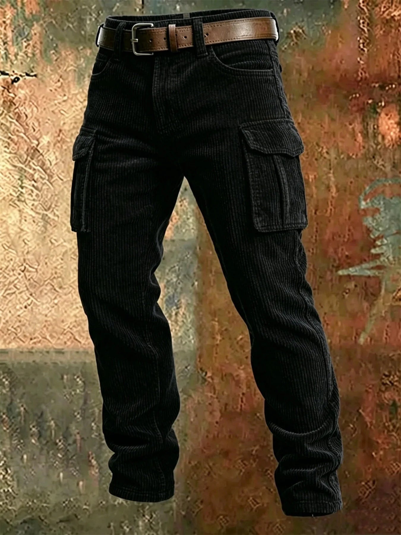 Spring Summer Stylish Straight Cargo Pants Men Casual Texture Corduroy Trousers For Men Daily Leisure Loose Pant Streetwear
