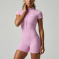Women New Bum Zipper Workout Rompers Sports Overalls Women Gym Clothing Running Fitness Suits Gym Tracksuit Short Jumpsuits
