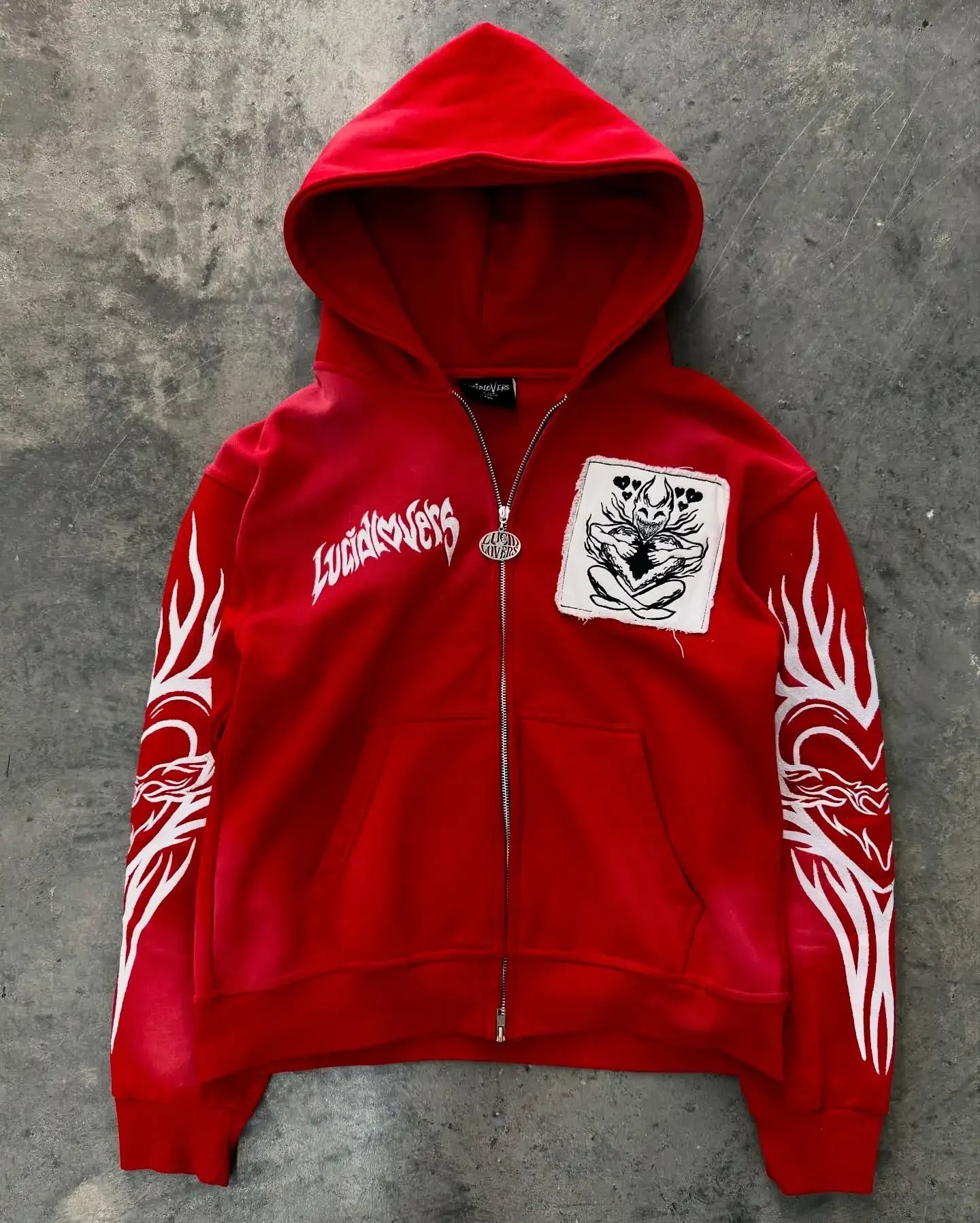 Mountainous Carving Harajuku Hoodie Y2K New Fleece Thickened Got Print Zipper Hoodie Women Street Hip Hop Joker Loose Sweatshirt