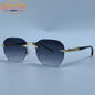 Steampunk Rimless Square Sunglasses Men Luxury Designer Vintage Metal Polygon Outdoor Sun Glasses Male Frameless Shades