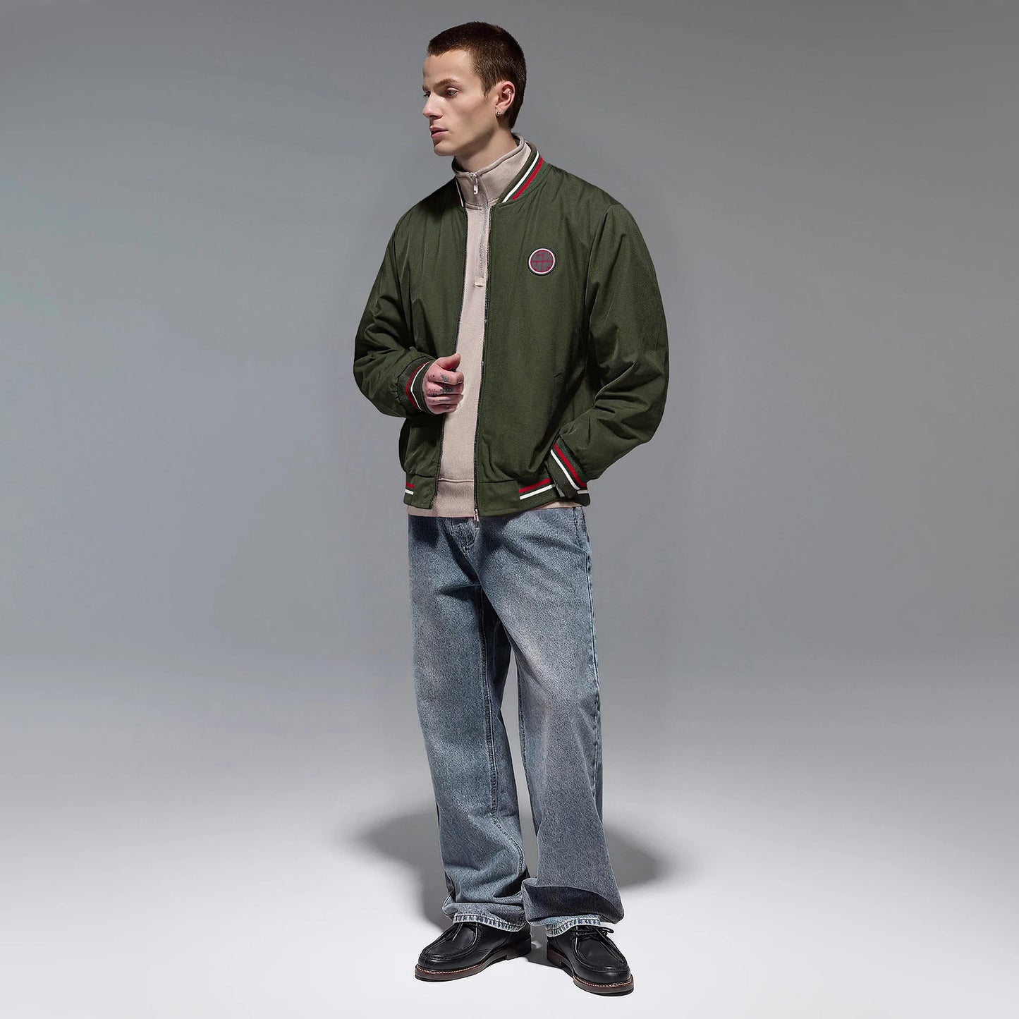 Profashion Men's Jacket Autumn Fashion Versatile Windproof Thin Men's Jacket Casual American Street Classic Badge Design Men's Coat