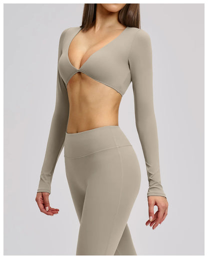 Sports Yoga Long Sleeve V T-shirt Sportswear Woman Gym Women's Female Clothing Slim Fit Sportswear Workout Clothes Fitness Wear