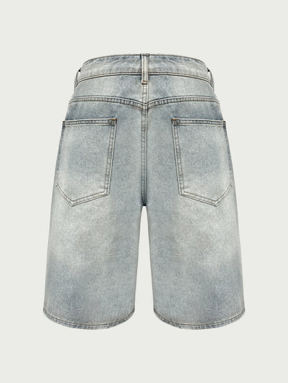 Men's Jeans, Loose Casual, Simple Cut Denim Shorts, Fashion Trendy Denim Straight Pants, Y2K Men's Clothing