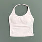 Histello Longline Strappy Top Women Sports Tank Halter Seamless Ruched Backless Gym Activewear Workout Yoga Fitness Tops