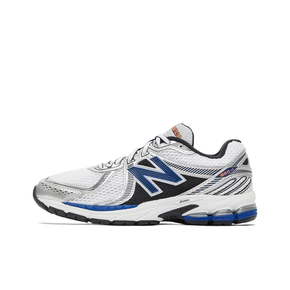 New Balance 860 v2 Unisex Lightweight Fit Anti-slip Wear-resistant Low-top Casual Running Shoes, Blue and White ML860XB