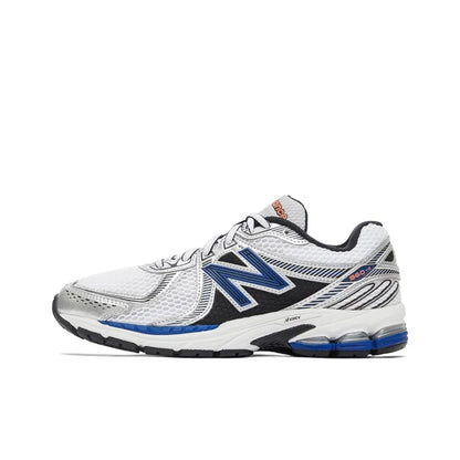 New Balance 860 v2 Unisex Lightweight Fit Anti-slip Wear-resistant Low-top Casual Running Shoes, Blue and White ML860XB