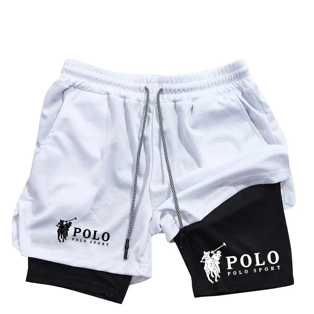 Quick Dry Beach Shorts Printed Double Layer 2-in-1 Fitness Training Sports Boardshorts