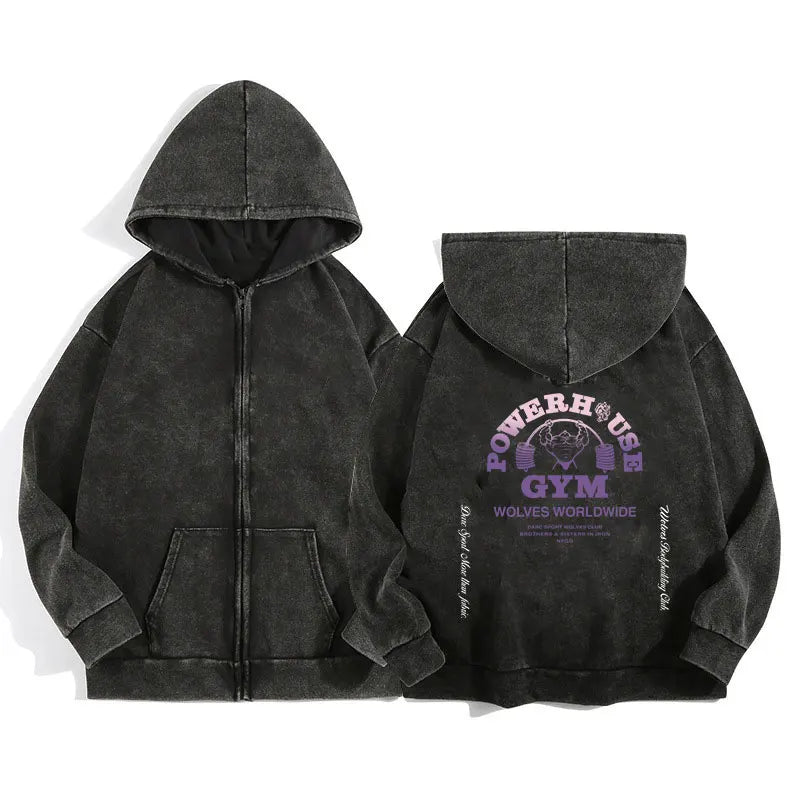 Darc Wolves Sport Zip Up Hoodies for Unisex Cotton Print Gothic Harajuku Jacket Hooded Sweatshirts Casual Manga Pullover