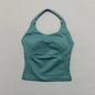 Histello Longline Strappy Top Women Sports Tank Halter Seamless Ruched Backless Gym Activewear Workout Yoga Fitness Tops