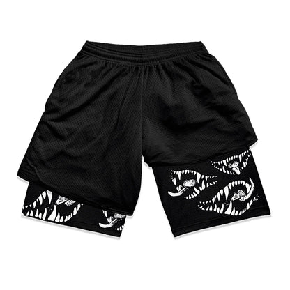 Berserk Print 2 in 1 Running Shorts for Men Gym Workout Fitness Athletic Shorts with Pockets Summer Activewear Quick Dry Stretch