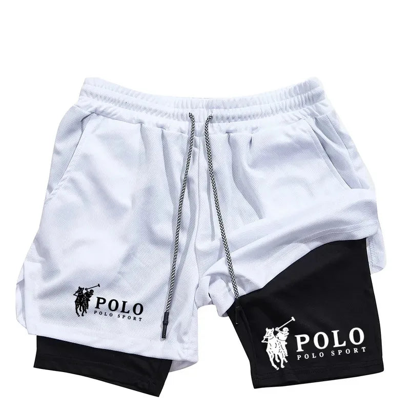 Quick Dry Beach Shorts Printed Double Layer 2-in-1 Fitness Training Sports Boardshorts
