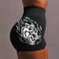 Wolf head three-piece pants high-elastic seamless high-waisted shorts