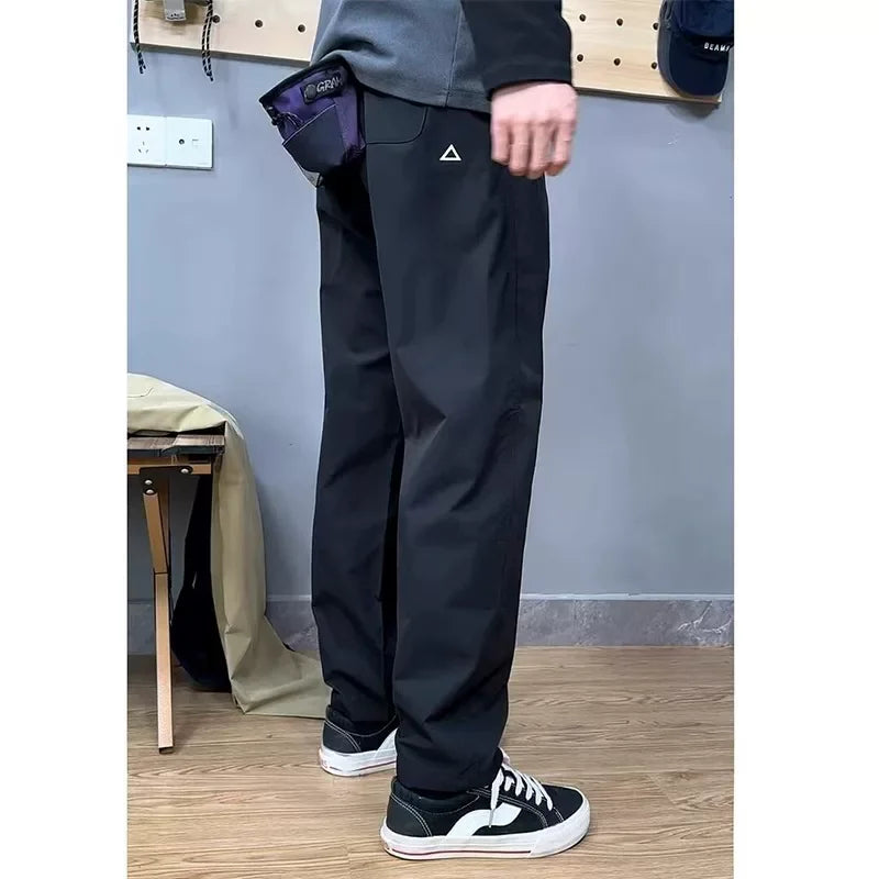 Summer Thin Cargo Pants Men Casual Tapered Trousers with Zipper Pockets Quick Dry Streetwear Pants for Outdoor Daily Wear S-3XL