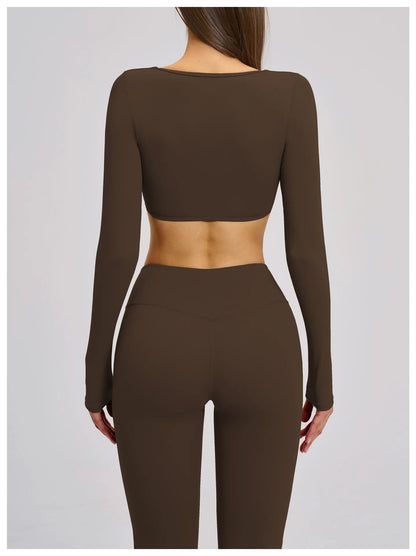 Sports Yoga Long Sleeve V T-shirt Sportswear Woman Gym Women's Female Clothing Slim Fit Sportswear Workout Clothes Fitness Wear
