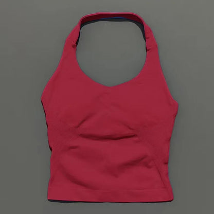 Histello Longline Strappy Top Women Sports Tank Halter Seamless Ruched Backless Gym Activewear Workout Yoga Fitness Tops