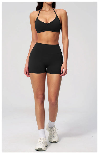Sporty Woman Top New Brushed Yoga Wear For Women Halter Neck Bra Shockproof Quick-dry Summer Women Underwear Gym Clothes Woman