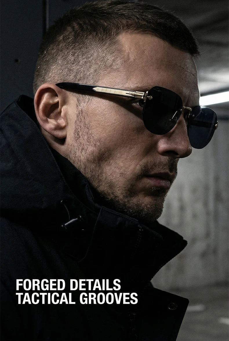 Square Rimless Punk Sunglasses Men Designer Vintage Polygon Metal Sun Glasses Male Fashion Eyewear Pilot Shades