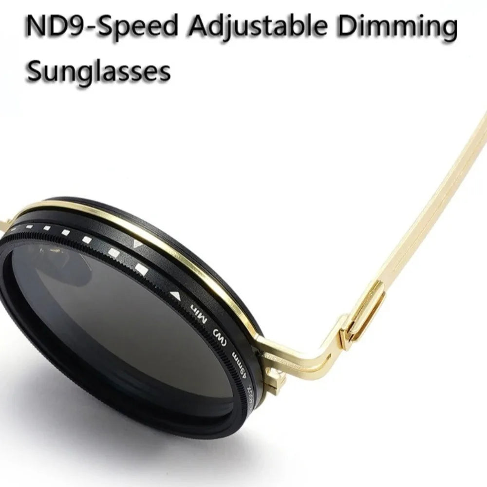 ND2-400 Adjustable Dimming Glasses ND Filter UV400 Polarized Sunglasses With Glasse Case 9 Level Fishing Sunglasses Outdoor