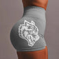 Wolf head three-piece pants high-elastic seamless high-waisted shorts