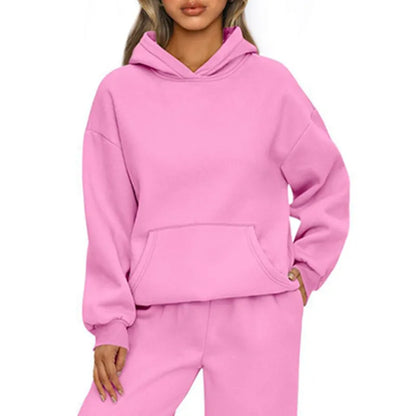Casual Sports hoodie Sweatshirt Solid-color long-sleeve Women's Fashion Loose hoodie Women's tops pullover