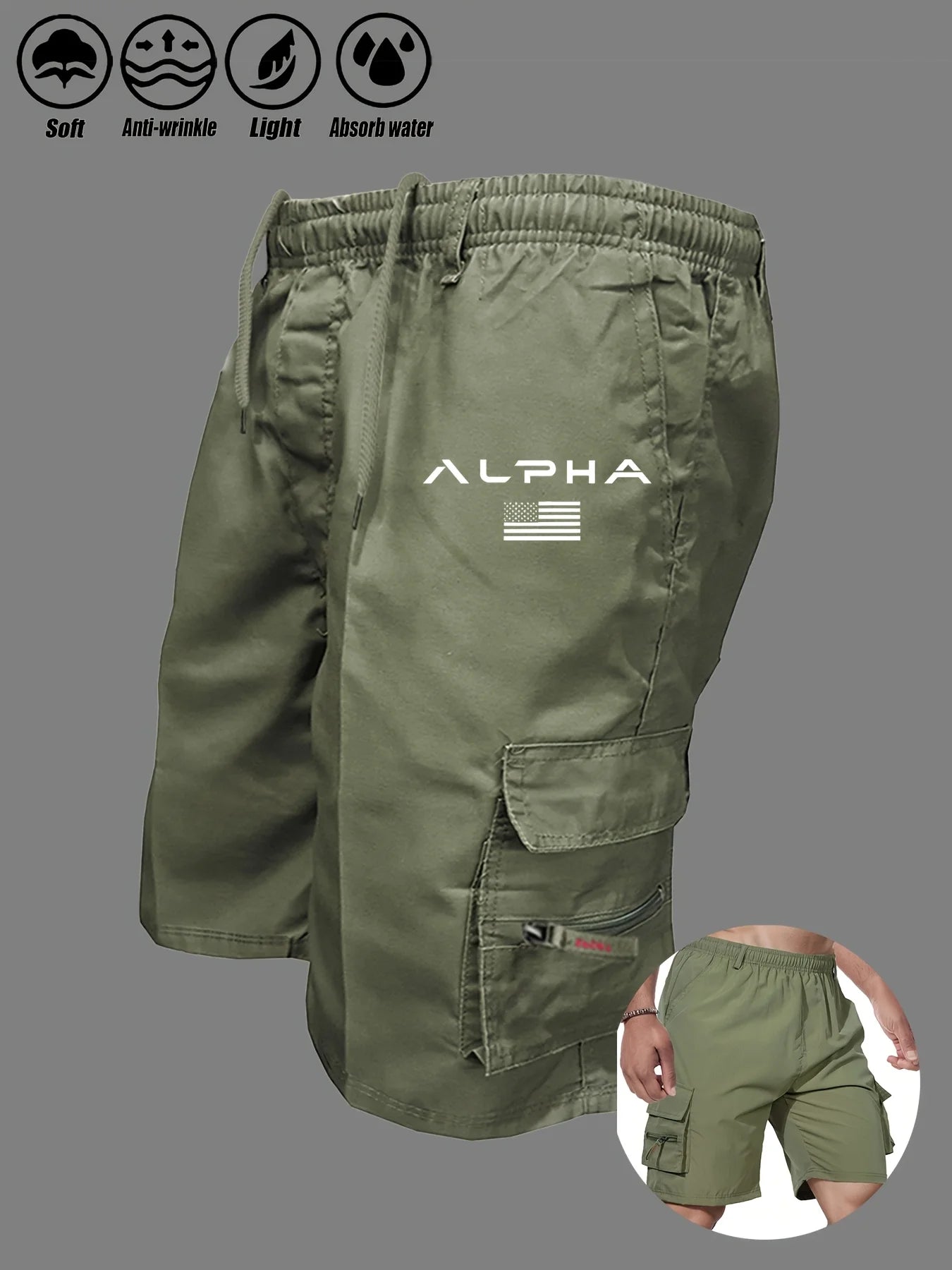 American Flag Printed Cargo Shorts Independence Day Eagle Shorts Summer Cargo Work Camping Multi-pocket Short Pants Streetwear