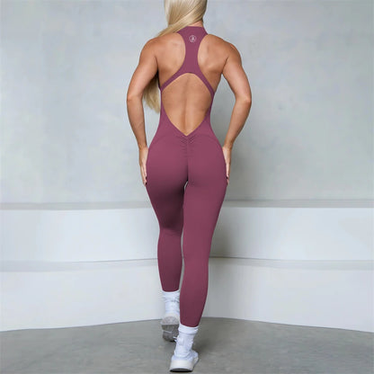 Allure The Brand Zipper Women Tracksuit Yoga Set One Piece Jumpsuit Workout Scrunch Legging Rompers Sport Gym Active Suit
