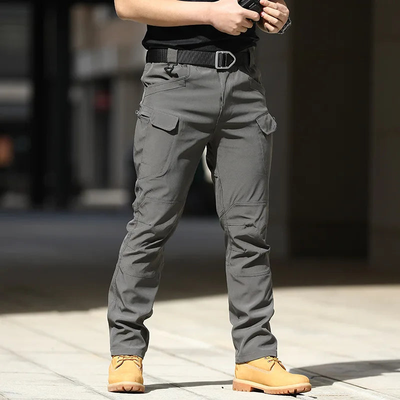 Men Outdoor Pants Multi Pockets Elastic Tactical Pant Waterproof Plus Size Casual Cargo Trousers Pockets Men Clothing