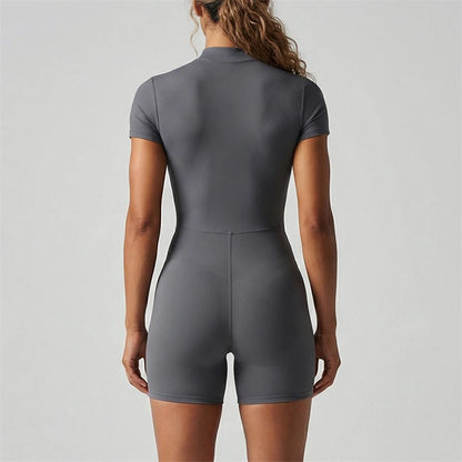 Women New Bum Zipper Workout Rompers Sports Overalls Women Gym Clothing Running Fitness Suits Gym Tracksuit Short Jumpsuits