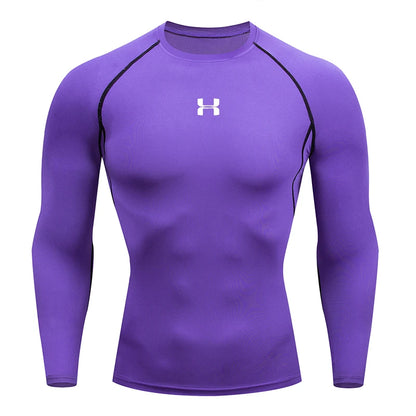Men's Tight Fitting Long Sleeved Shirt, Quick Drying Muscle Fitting Sports Top, for Exercise Training, Fitness Running, Fit