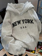 Relaxed Fit Women's Hoodie NEW YORK U.S.A. Lettering Pullover Sweatshirt Fashion Casual HipHop Sweatshirt Harajuku Unisex