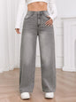 Trendy Wide Leg Distressed Straight Jeans for Women Elastic Casual Bootcut Denim Pants Bestseller Fashionable Ladies Jeans