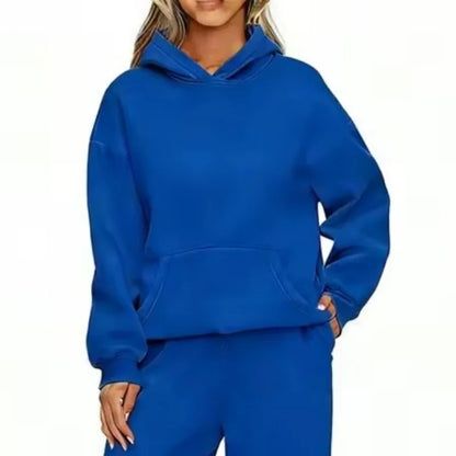 Casual Sports hoodie Sweatshirt Solid-color long-sleeve Women's Fashion Loose hoodie Women's tops pullover